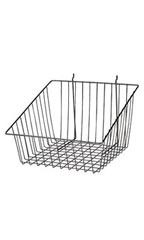 Black Mini Wire Grid Basket for Slatwall or Pegboard with 4 inch Slanted Front Lip