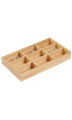 9-Section Natural Wood Jewelry Tray