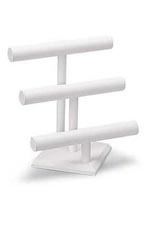 3-Tier White Faux Leather Jewelry Display