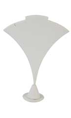 7 ½ inch Fan-Shaped White Faux Leather Earring/Necklace Display Stand