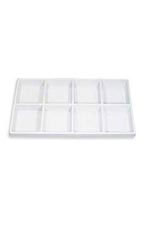 8 Section White Plastic Tray Inserts