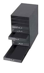 Black Faux Leather 10-Drawer Jewelry Storage Organizer