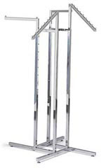 Chrome 4-Way Clothing Rack with 2 Straight Arms and 2 Slant Arms