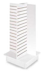 4-Panel White Slatwall Tower with Casters