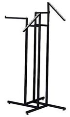 4-Way Black Clothing Rack with 2 Straight Arms and 2 Slant Arms