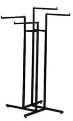 4-Way Black Clothing Rack with Straight Arms