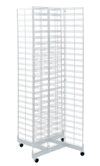 White 4-Way Slat Grid Tower with Base and Casters