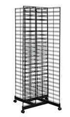 Black 4-Way Slat Grid Tower With Base and Casters