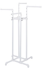 Boutique White Pipe 4-Way Clothing Rack with Straight Arms