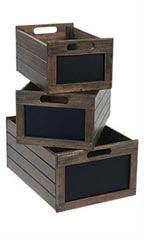 Nesting Dark Oak Wood Chalkboard Crates