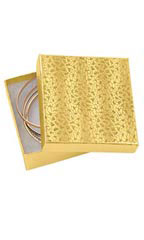 3 ½ x 3 ½  x 1 inch Gold Embossed Cotton Filled Jewelry Boxes