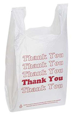 White Thank You Plastic T-Shirt Bags – Case of 500