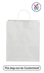 Medium White on Kraft Premium Folded Top Paper Bags