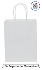 Medium White Kraft Paper Shopping Bags - Case of 100