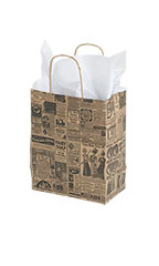 Medium Newsprint Paper Shopping Bags - Case of 100