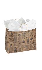Large Newsprint Paper Shopping Bags - Case of 100