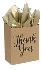 Medium Kraft Thank You Paper Shopping Bags - Case of 100
