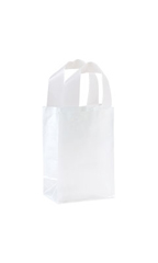 Small Clear Frosted Plastic Shopping Bags - Case of 250