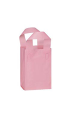 Small Pink Frosted Plastic Shopping Bags - Case of 100