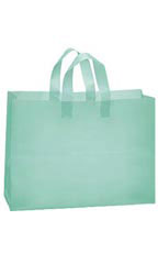 Large Aqua Frosted Shopping Bags - Case of 100