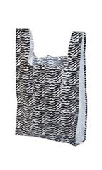 Medium Zebra Print Plastic T-Shirt Bags - Case of 500