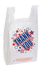 11 ½ x 6 x 21 inch Americana Plastic T-Shirt Bags - Case of 500
