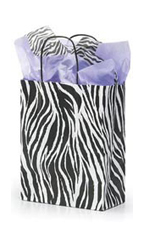 Medium Zebra Skin Paper Shopping Bags - Case of 25