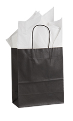 Small Black Paper Shopping Bags - Case of 25
