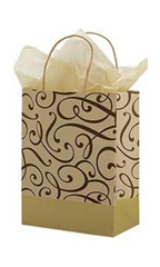 Medium Chocolate and Kraft Swirl Paper Shopping Bags - Case of 25