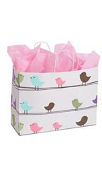 Large Little Birdies Paper Shopping Bags - Case of 25