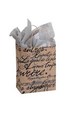 Medium Paris Script Paper Shopping Bags - Case of 25