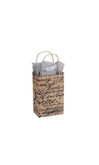 Small Paris Script Paper Shopping Bags - Case of 25