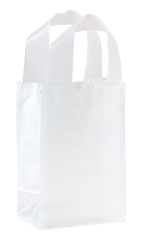 Small Clear Frosted Plastic Shopping Bags - Case of 25