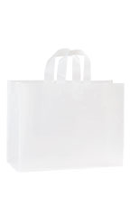 Large Clear Frosted Plastic Shopping Bags - Case of 25