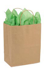 Medium Recycled Natural Kraft Paper Shopping Bags - Case of 250