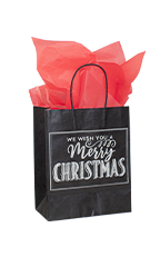 Medium Merry Christmas Paper Shopping Bags - Case of 100
