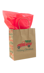 Medium Christmas Truck Paper Shopping Bags - Case of 100