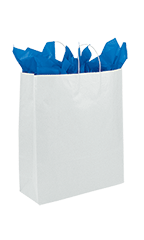 Jumbo White Kraft Paper Shopping Bags - Case of 200