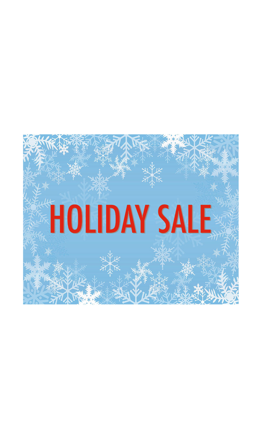 Holiday Sale Sign Card Snowflakes Store Supply Warehouse