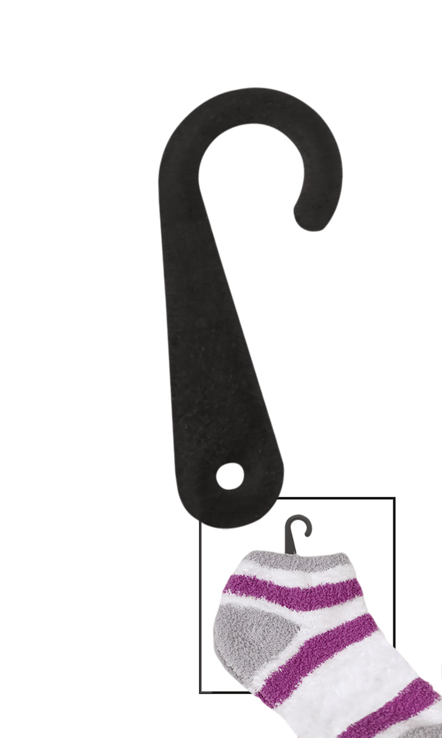 Black Plastic Sock Hanger Hook Case of 1,000 Simple Retail