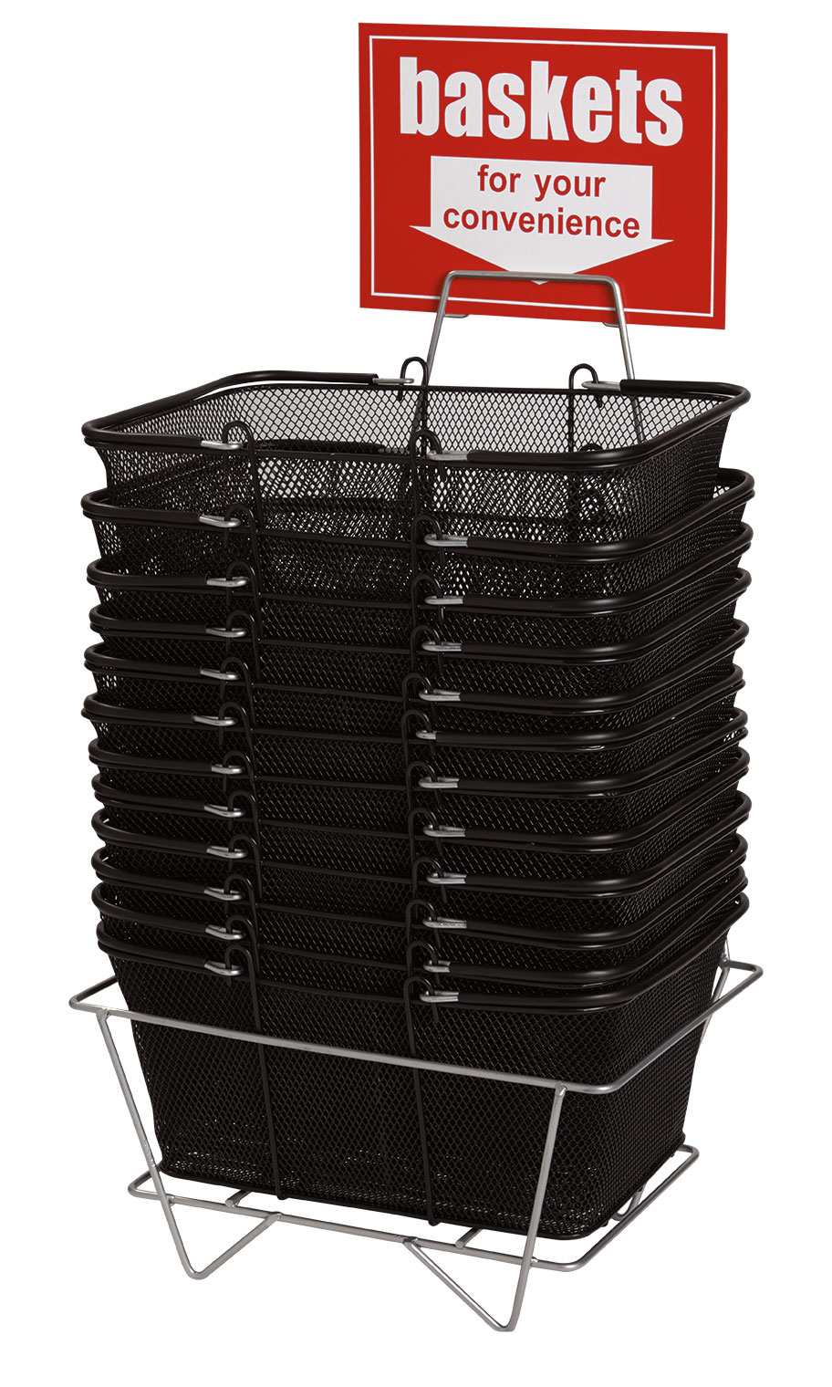 Black Metal Shopping Basket Set Store Supply Warehouse