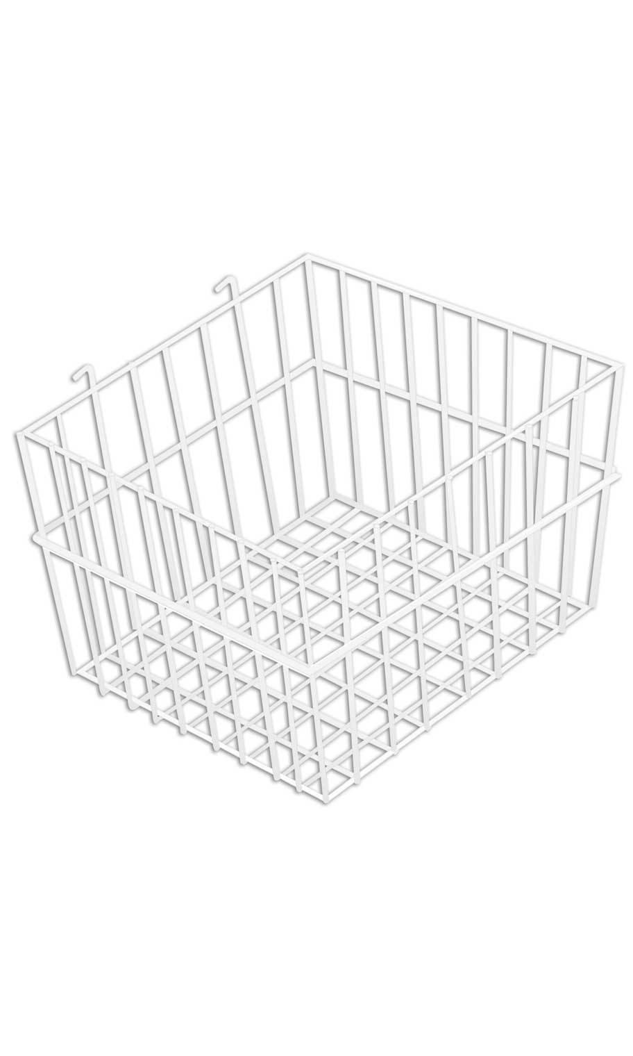White Mini Grid Basket for Wire Grid Wall 12" x 12" x 8" SSW