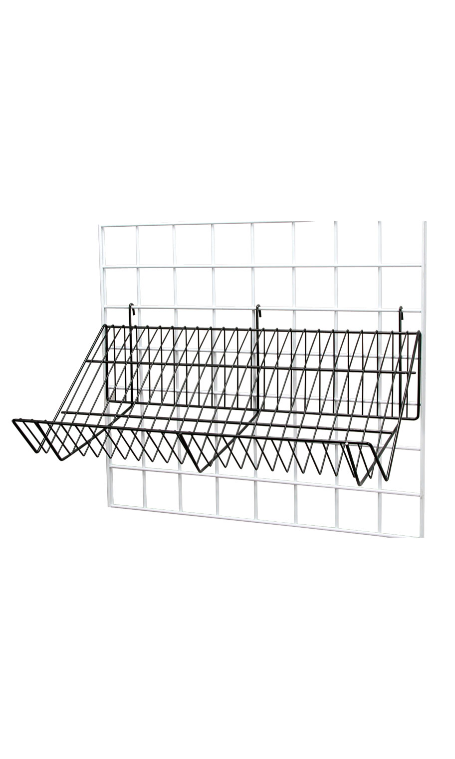 24" x 12" x 6" Black Downslope Shelf With 4" Slanted Front Lip for Wire