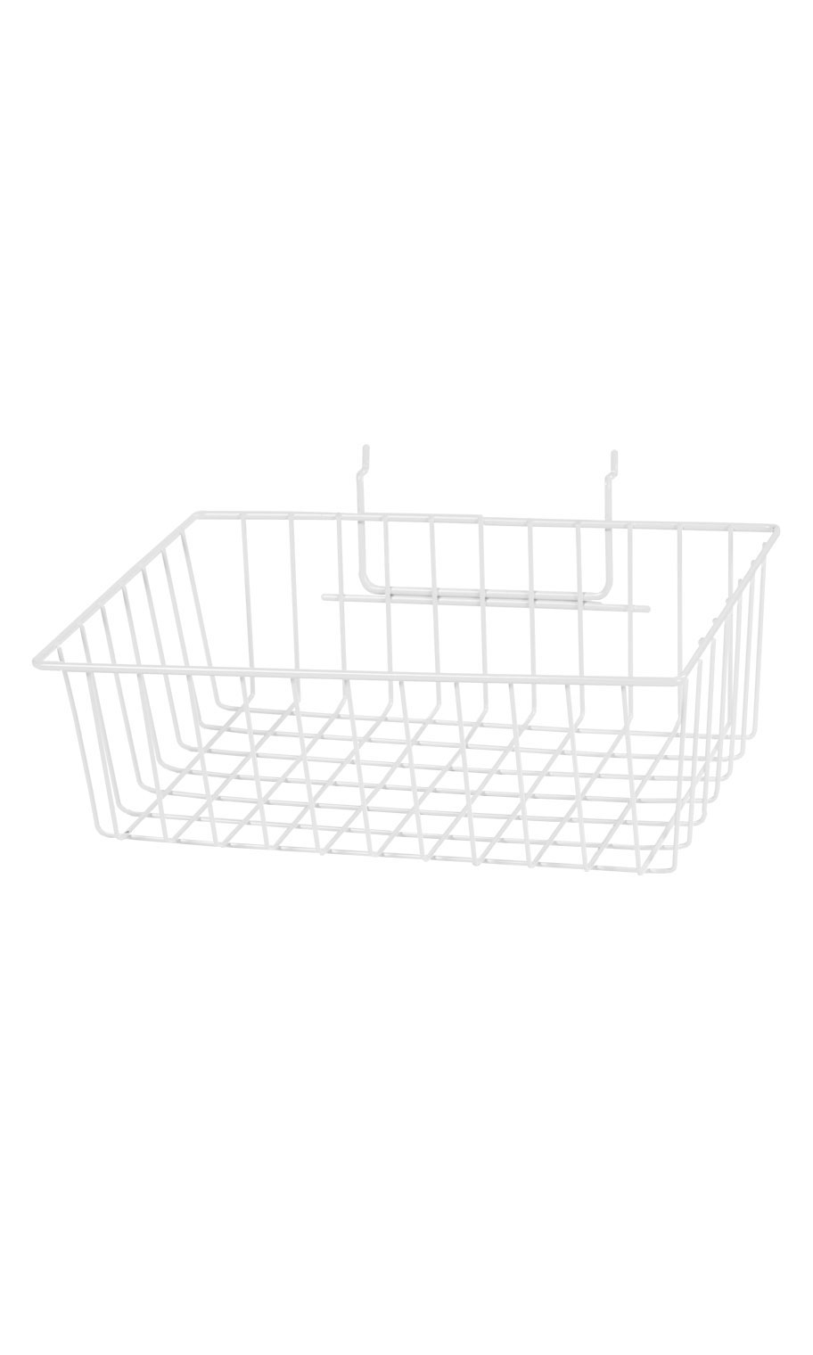 White Wire Basket for Slatwall 12" x 8" Store Supply Warehouse