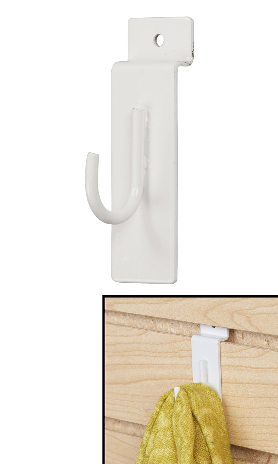 White Display Hook for Slatwall Store Supply Warehouse