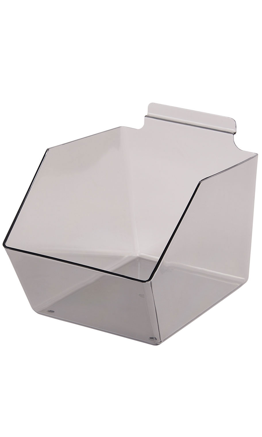 6 x 11 ½ x 5 ½ inch Clear Gray Plastic Dump Bin Store Supply