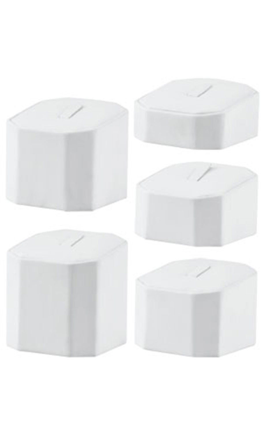 Hexagonal White Faux Leather Jewelry Display Risers Set of 5 SSW