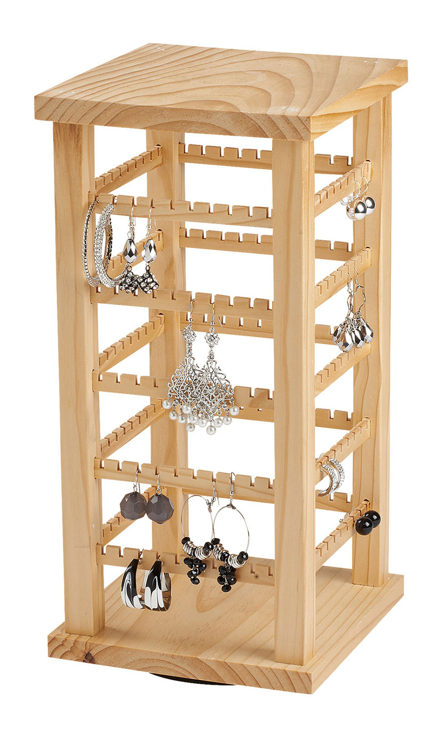 Wood Earring Display Rotating Carousel