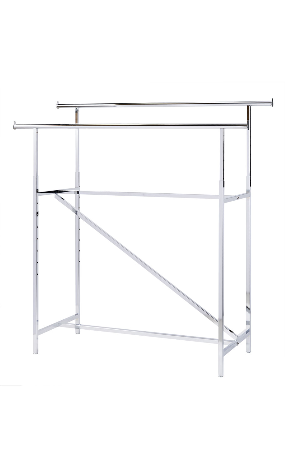 Chrome Double Rail Clothing Rack with Z Brace Store Supply