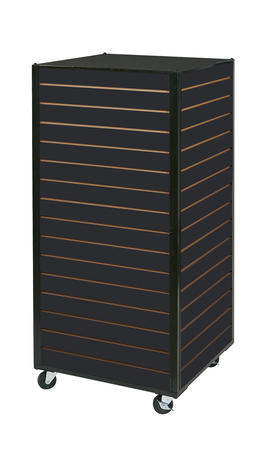 Black Framed Rolling Slatwall Tower Store Supply Warehouse